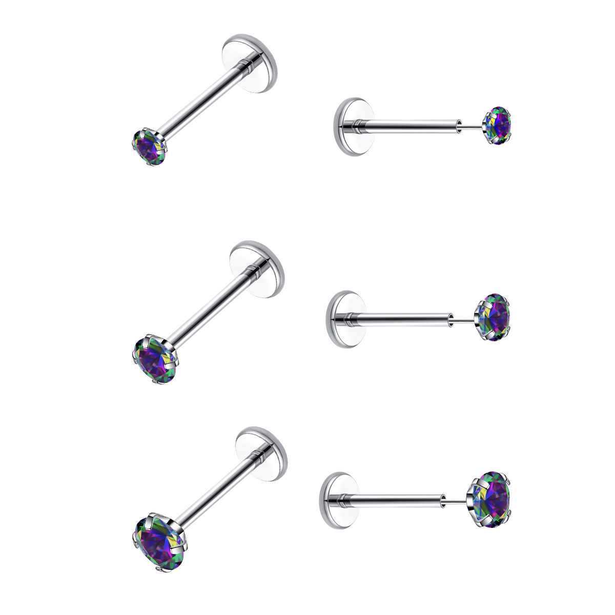Body Jewelry Hypoallergenic - 20G Flat Back Threadless Earring Hypoallergenic