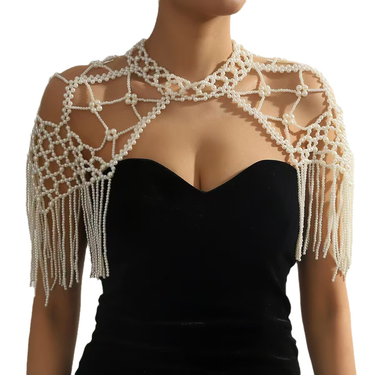 Body Jewelry Chains - Ladies Fashion Pearl Dress Shoulder Shawl