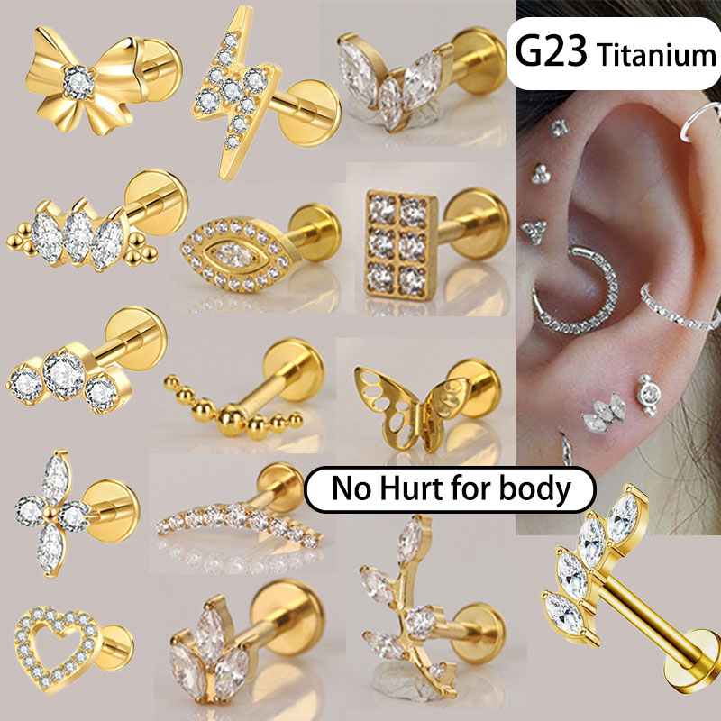 Body Jewelry Factory - F136 Titanium Lip Ring Lightning Flower