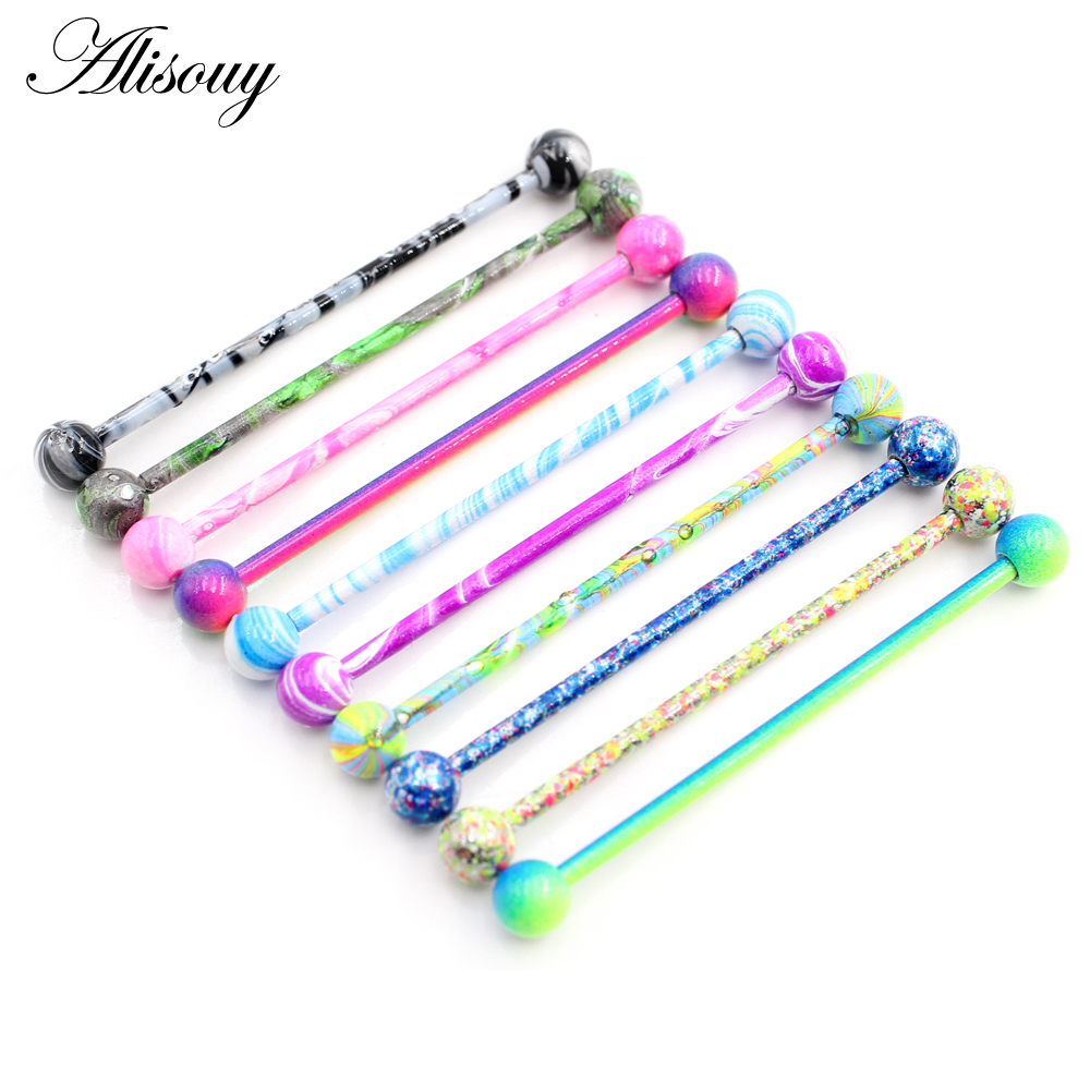 Body Jewelry Industrial - Alisouy 2PC Candy Baking Paint Stainless