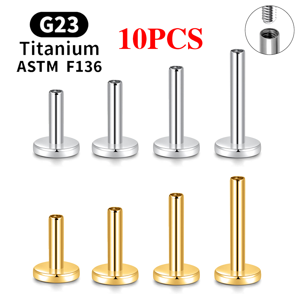 Body Jewelry Labret - 10PCS G23 Titanium Piercing Internally Threaded