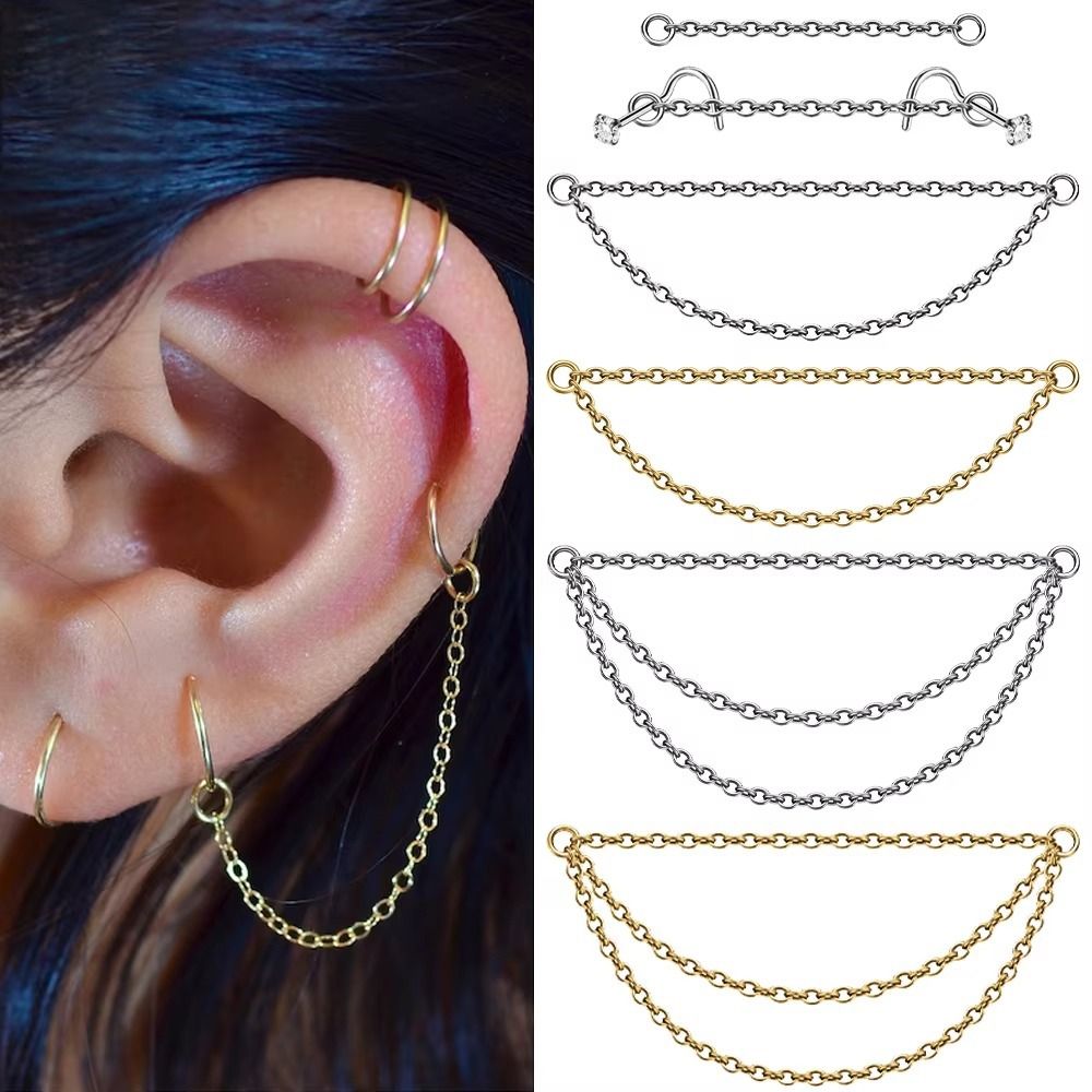Body Jewelry Labret - Fashion Titanium Nose Chain Double Chain