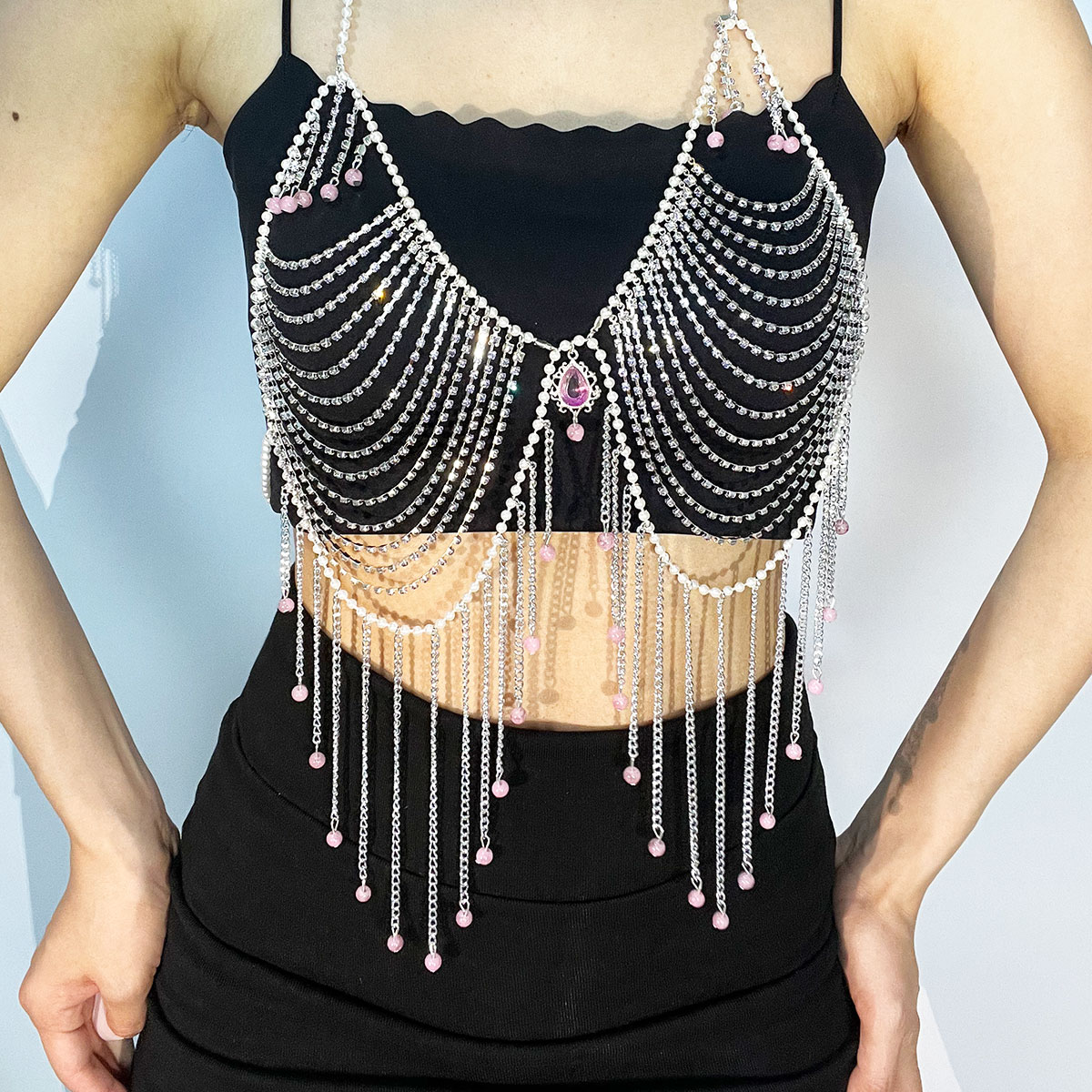 Body Jewelry Bra - Stylish Rhinestone Bra Jewelry Sexy Simulated