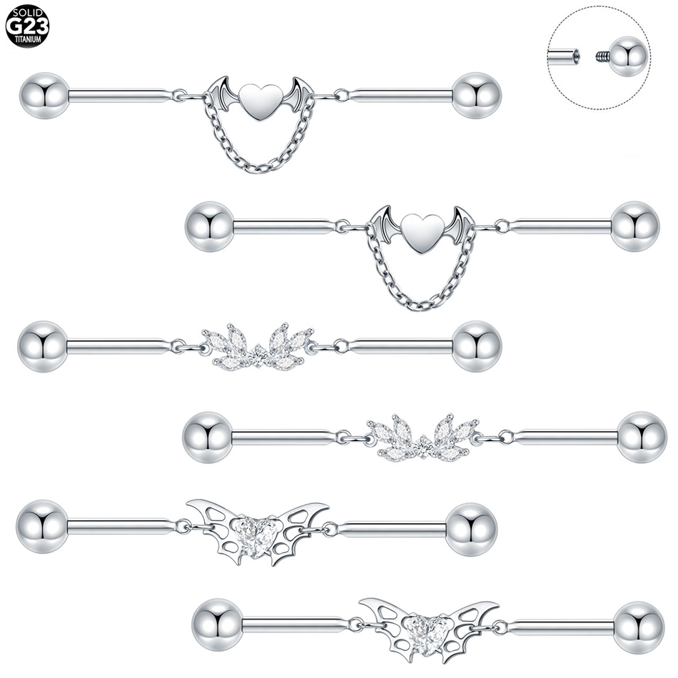 Body Jewelry Industrial - 1Pc Titanium CZ Industrial Helix Piercing