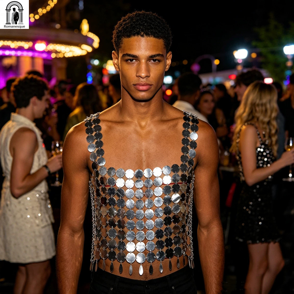 Fashion Men's Sparkly Disc Cha - огляд і ціна Body Jewelry Vest