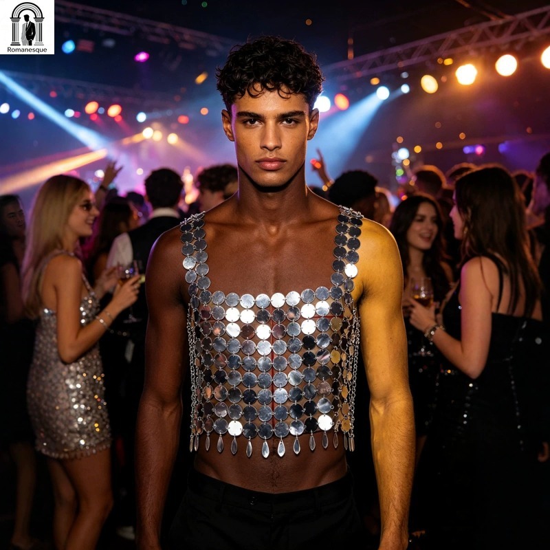 Fashion Men's Sparkly Disc Cha - огляд і ціна Body Jewelry Vest