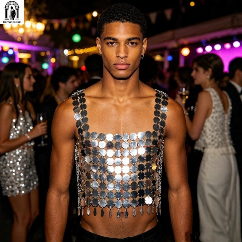 Fashion Men's Sparkly Disc Cha - огляд і ціна Body Jewelry Vest