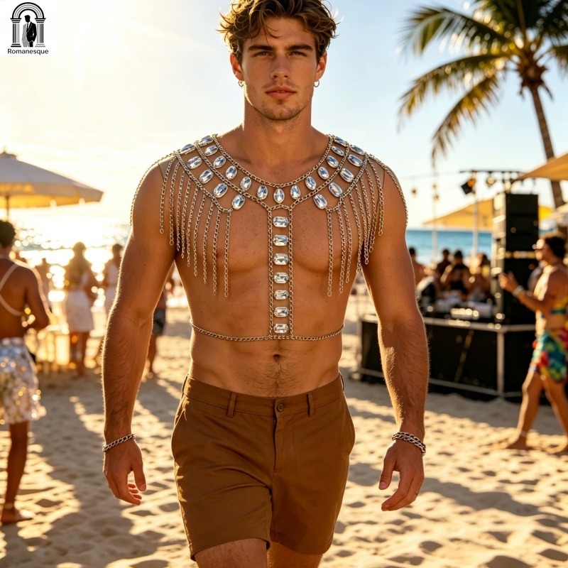 Fashion Men's Sparkly Disc Cha - огляд і ціна Body Jewelry Vest