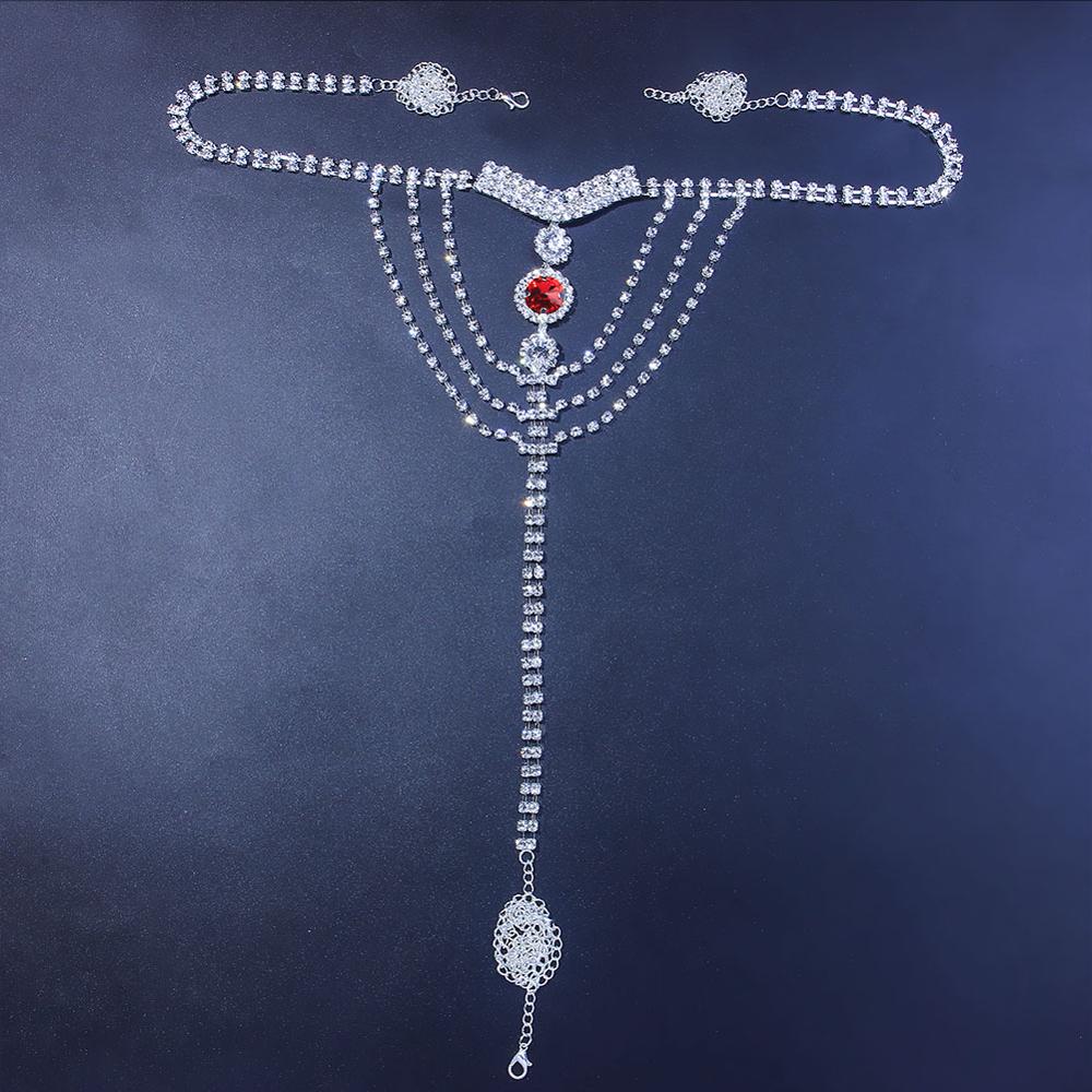 Sexy Body Chain Lingerie Red C - огляд і ціна Body Jewelry Rhinestone