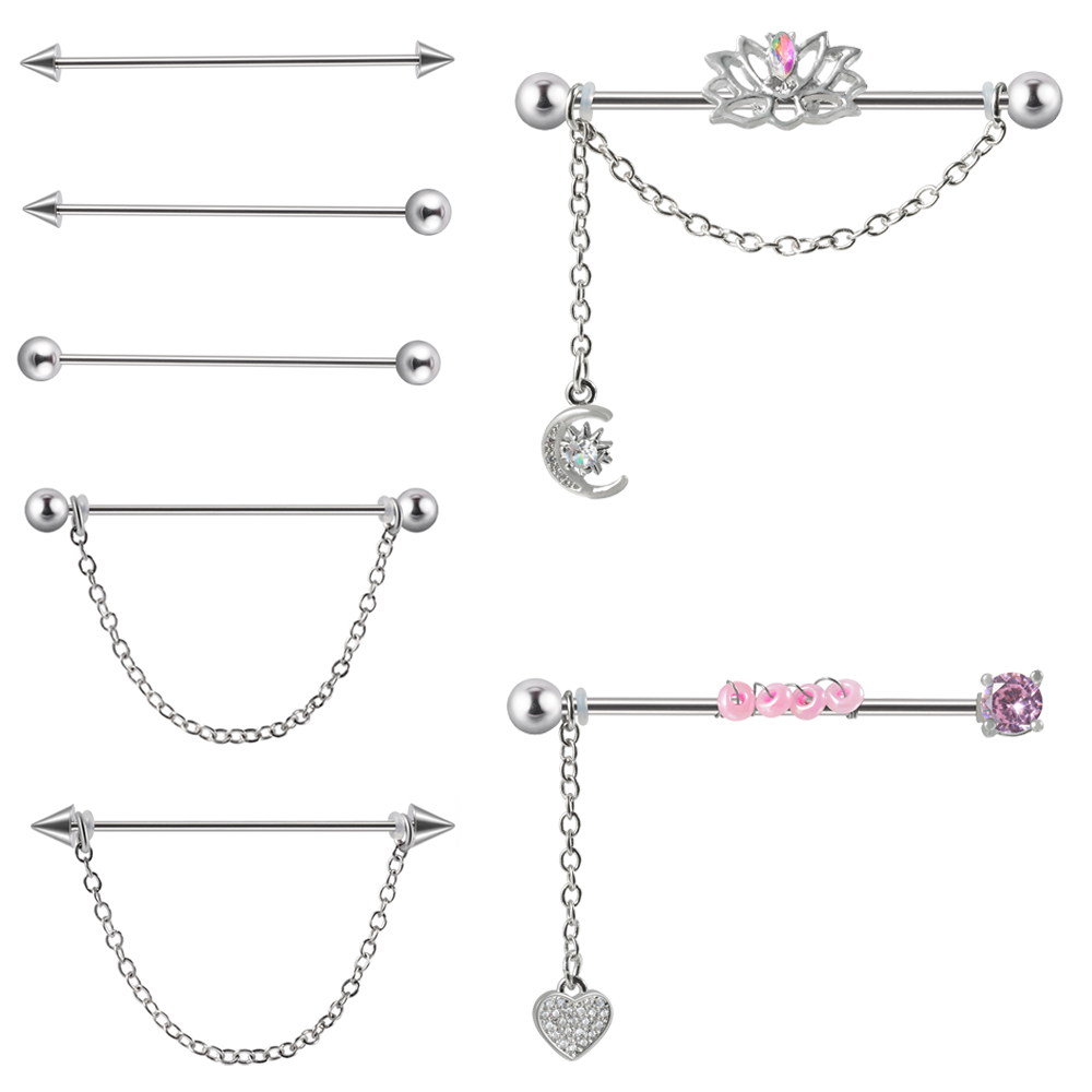 1PC 14G 1.6*38mm CZ Industrial - огляд і ціна Body Jewelry Industrial