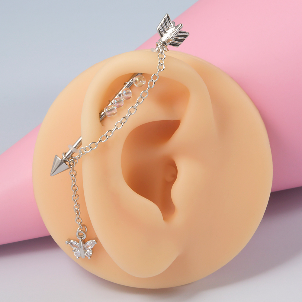 1PC 14G 1.6*38mm CZ Industrial - огляд і ціна Body Jewelry Industrial