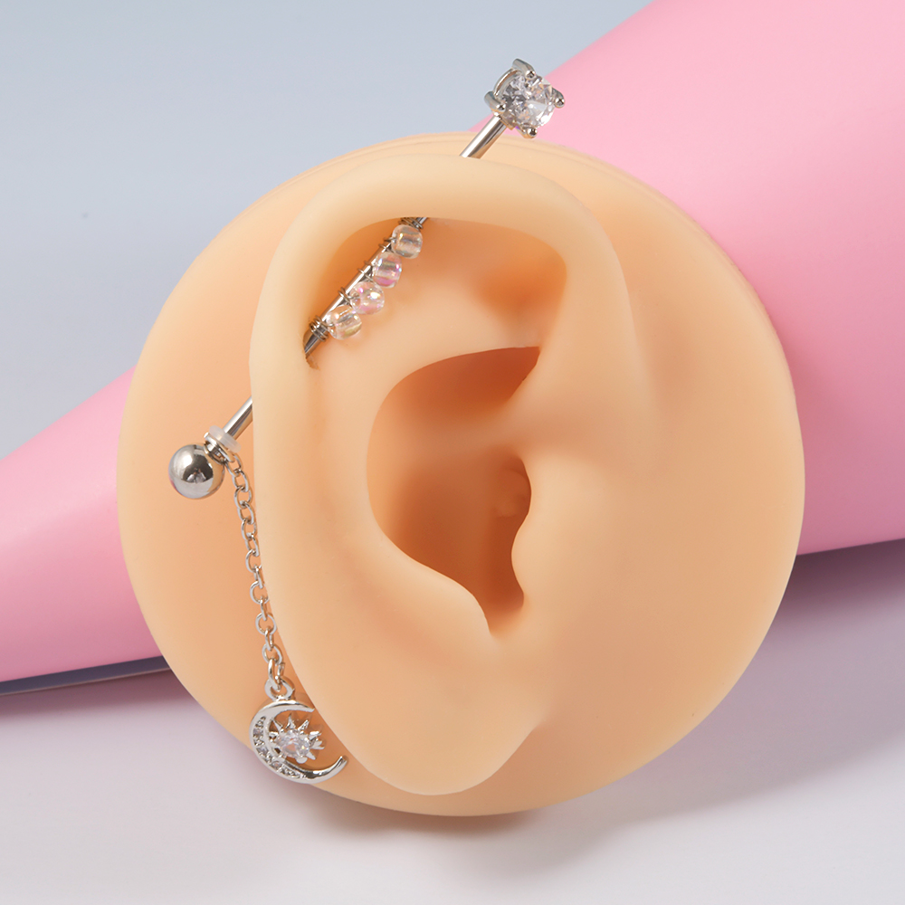 1PC 14G 1.6*38mm CZ Industrial - огляд і ціна Body Jewelry Industrial