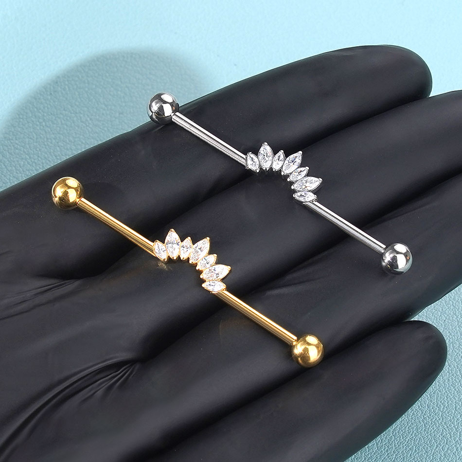 1/5PCS Titanium 14G CZ Industr - огляд і ціна Industrial Barbell Long