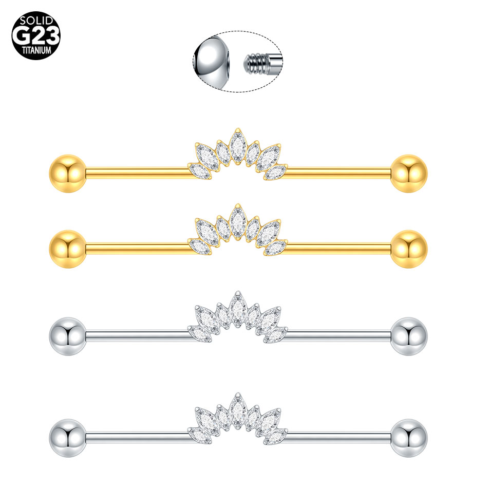 1/5PCS Titanium 14G CZ Industr - огляд і ціна Industrial Barbell Long