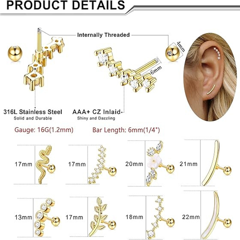 EVISPOL 16G Hypoallergenic Sta - огляд і ціна Body Jewelry Hypoallergenic