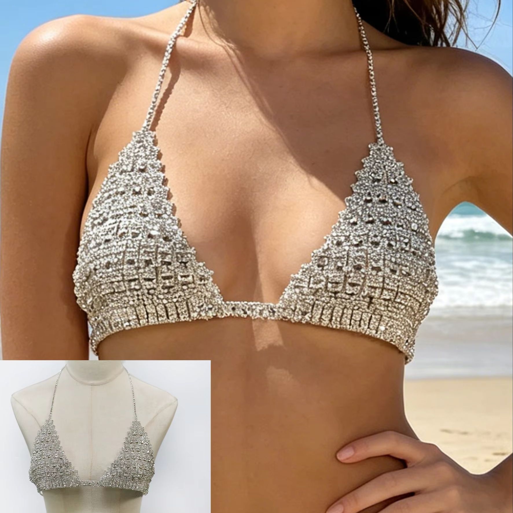 1Pcs Fashionable Neck Hanging  - огляд і ціна Body Jewelry Rhinestone