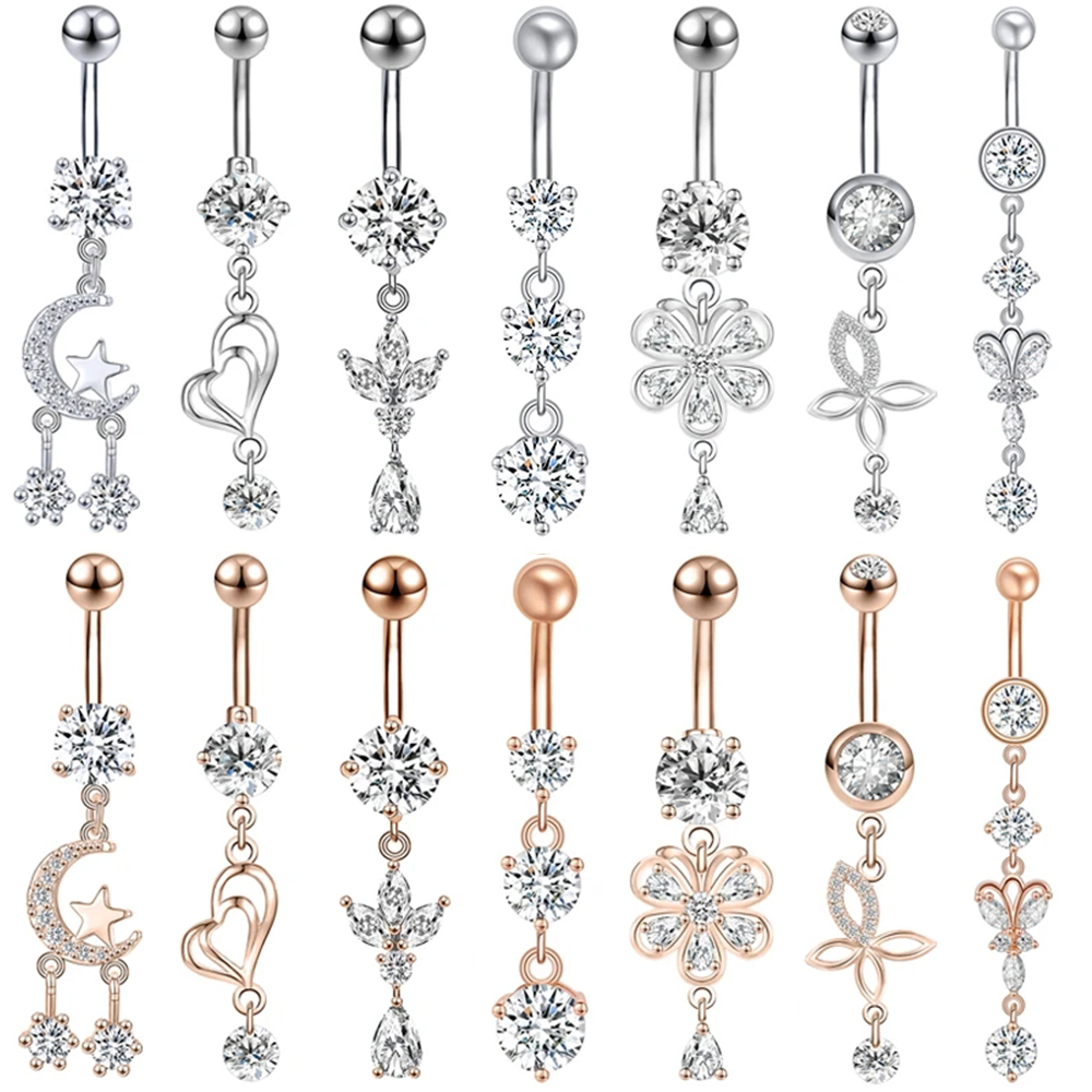 ZS 14G 1PC Zircon Flower Belly - огляд і ціна Body Jewelry Real Gold