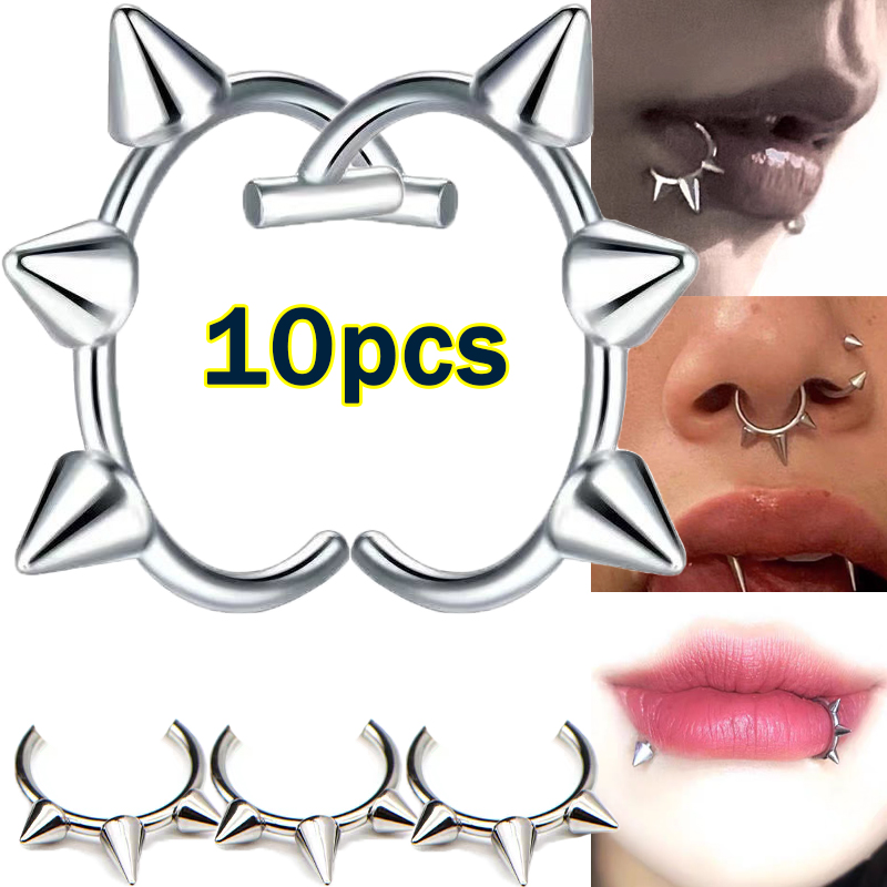 10pcs Punk Nose Ring One Nail  - огляд і ціна Body Jewelry Labret