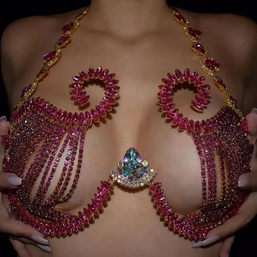 Rave Pink Crystal Chest Bracke - огляд і ціна Body Jewelry Bra