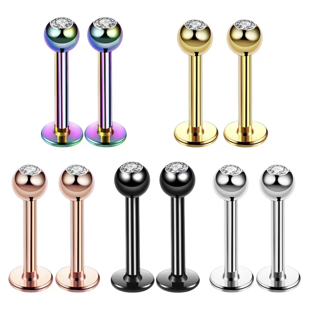 16G Surgical Steel Ball Top CZ - огляд і ціна Body Jewelry Labret