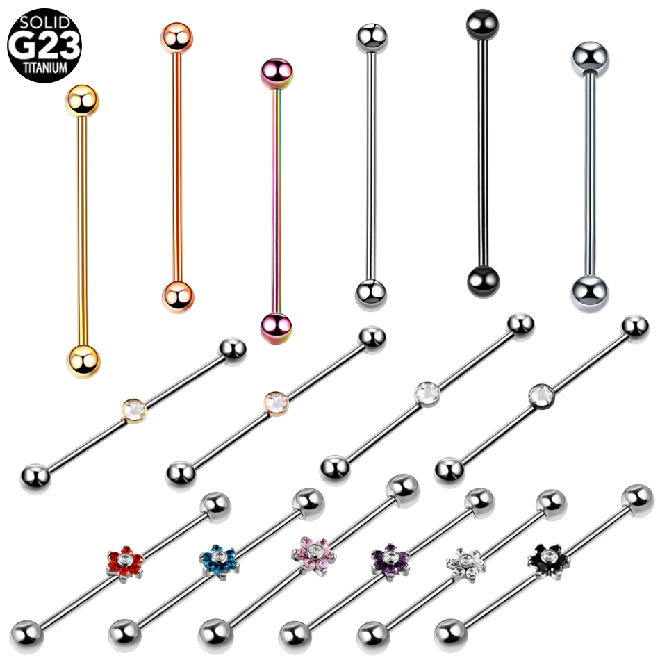 1PC Titanium Piercing Gem Indu - огляд і ціна Industrial Barbell Long