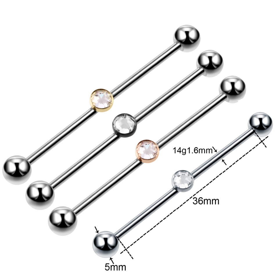 1PC Titanium Piercing Gem Indu - огляд і ціна Industrial Barbell Long