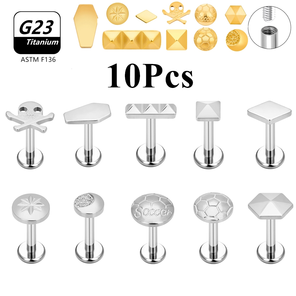 10PCS 16G G23 Titanium Stud Sk - огляд і ціна Body Jewelry Labret