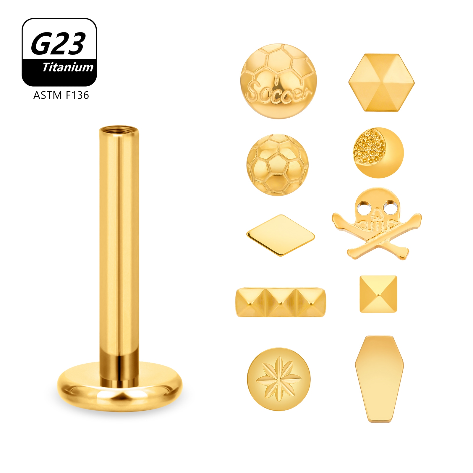 10PCS 16G G23 Titanium Stud Sk - огляд і ціна Body Jewelry Labret