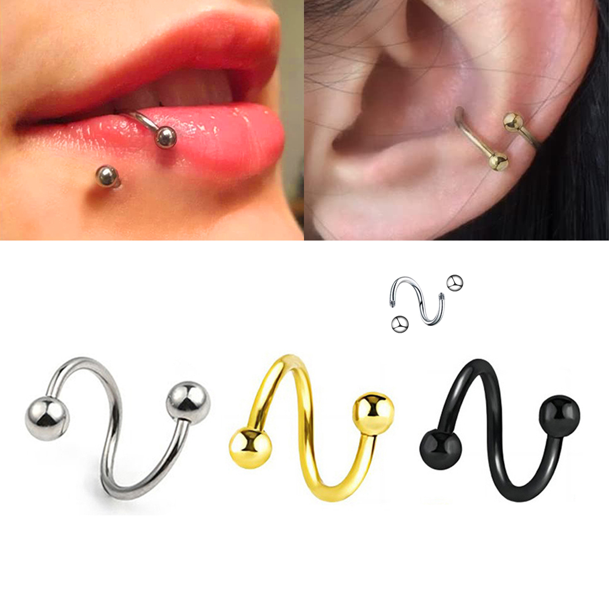 Women's Spiral Earrings Pierci - огляд і ціна Body Jewelry Labret