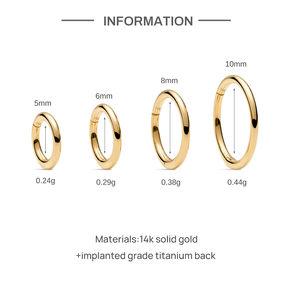 CANNER 1PC 14K Solid Gold 5/6/ - огляд і ціна Body Jewelry Hypoallergenic